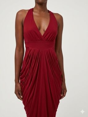 Ted Baker London One-Shoulder Draped Burgundy Dress